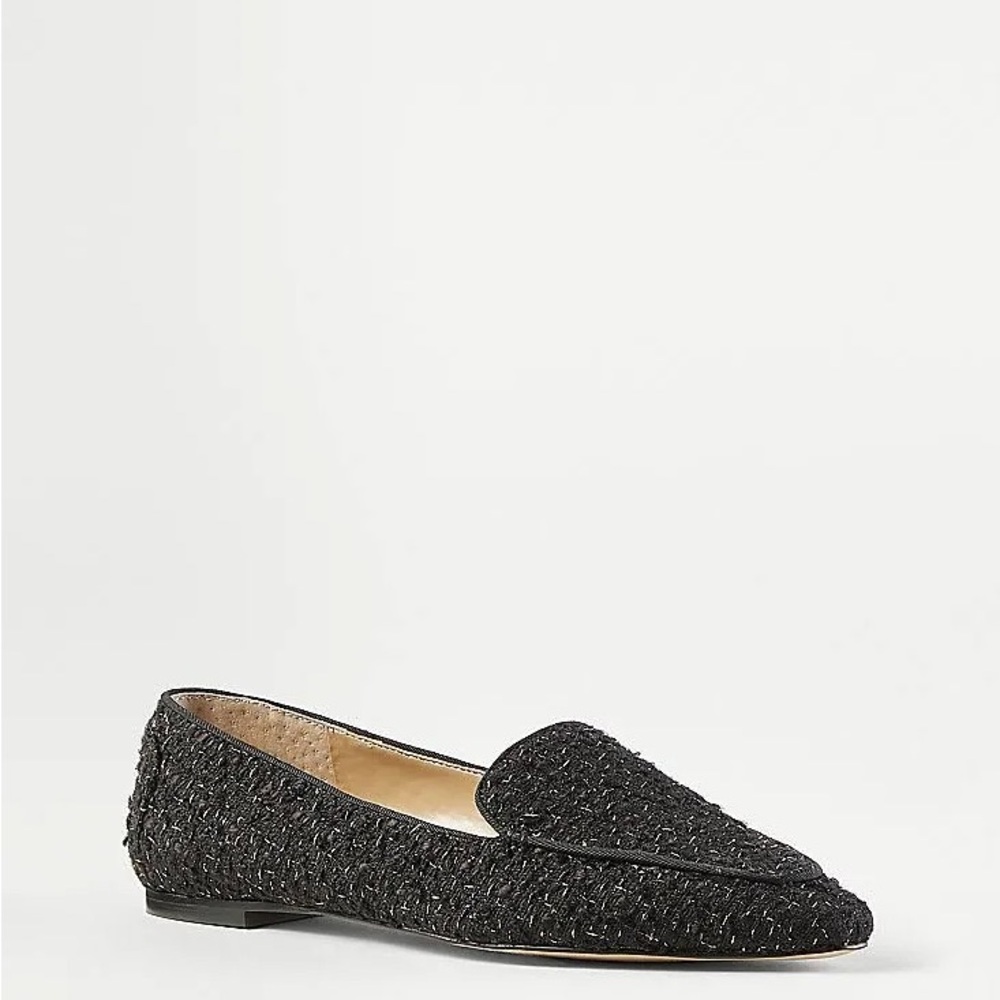 Ann Taylor Textured Black Loafers Size 7.5 Tweed Style